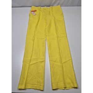 Inserch Dress Pants Mens 42x34 Yellow Linen Slim Fit Straight Lightweight NWT